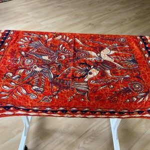 Batik Red Print Pillow Case/Wall Hanging Tapestry 27”x32”